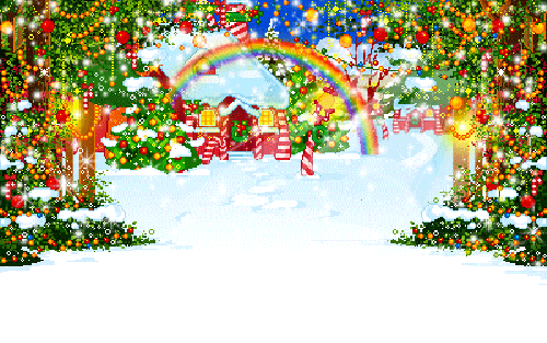 Рождественский дворик в радужных тонах