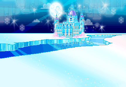 Ледяной замок посреди озера